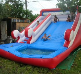 T8-581 Un tobogan gonflabil în aer liber cu o piscină pentru copii și adulți