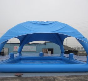 Pool2-558 Piscină gonflabilă albastră mare cu cort
