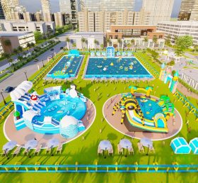 IS11-4013 Zona gonflabilă uriașă a parcului de distracții în aer liber pentru piscine